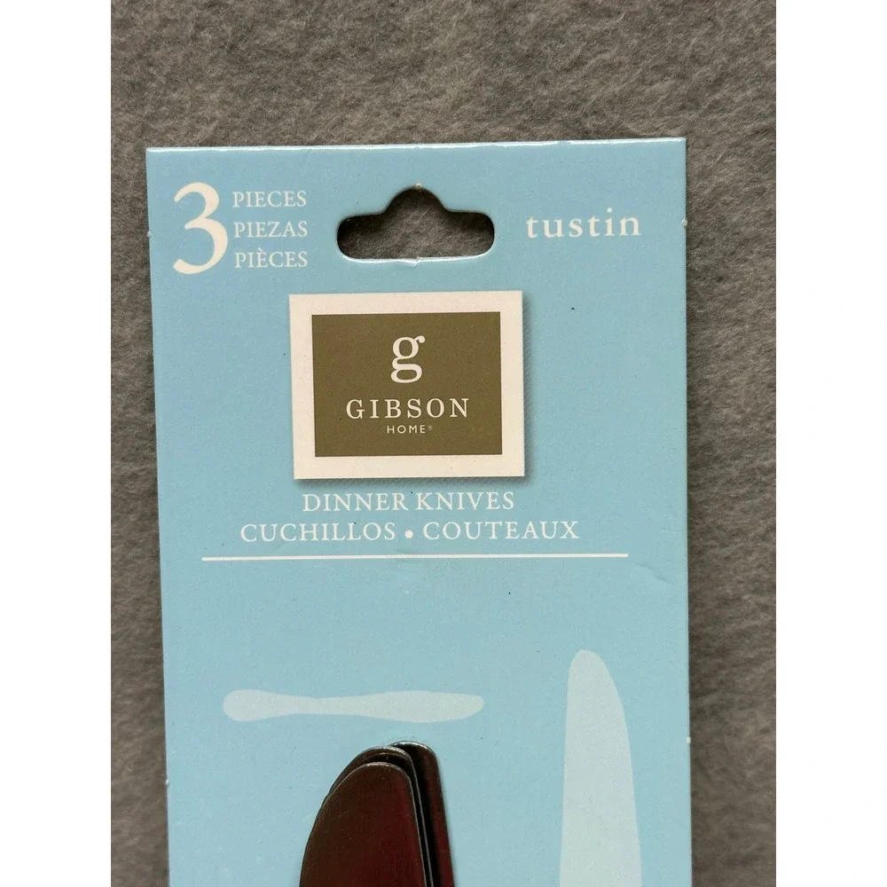 Gibson Tustin Dinner Knives Set of 12 Silver NWT Stainless‎ Steel 3 Piece Set